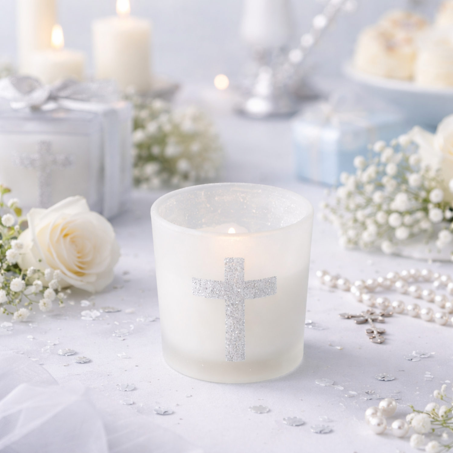 Glitter Cross Votive Candles 1364